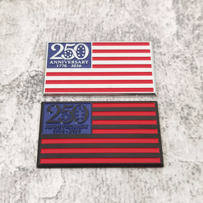2Pcs 3D Metal American Flag 250th Anniversary 1776–2026 Emblem