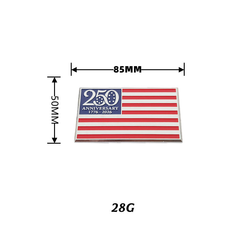 2Pcs 3D Metal American Flag 250th Anniversary 1776–2026 Emblem