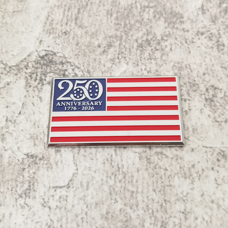 2Pcs 3D Metal American Flag 250th Anniversary 1776–2026 Emblem
