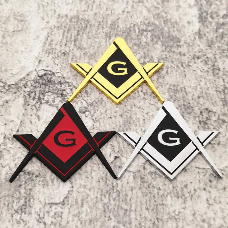 3D Metal Freemason Square and Compasses Car Emblem