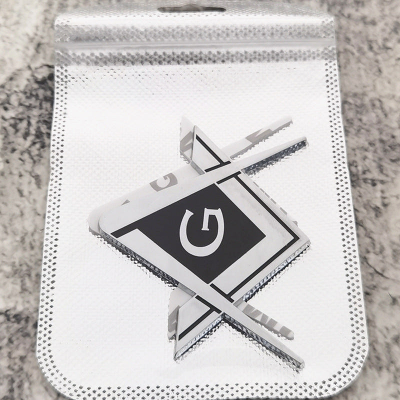 3D Metal Freemason Square and Compasses Car Emblem