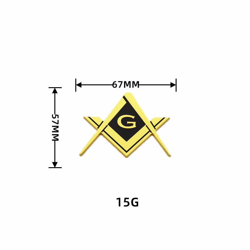 3D Metal Freemason Square and Compasses Car Emblem
