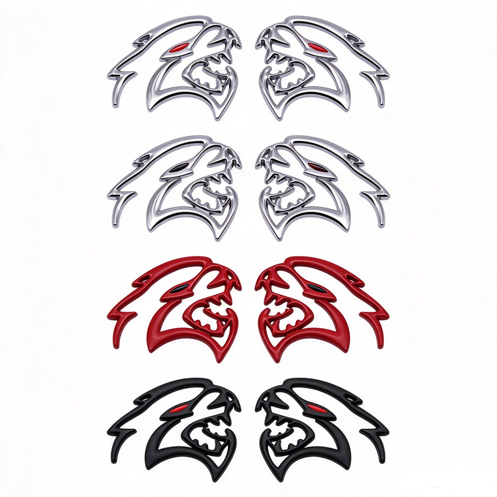 2Pcs 3D Metal Hollow-Out Hellcat Emblem