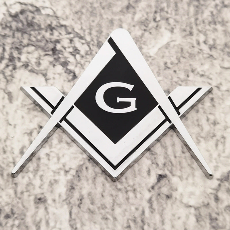 3D Metal Freemason Square and Compasses Car Emblem