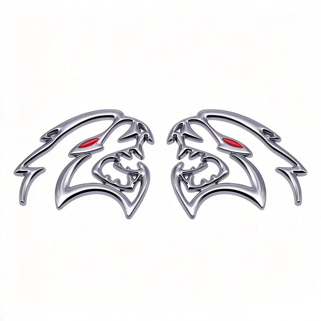 2Pcs 3D Metal Hollow-Out Hellcat Emblem