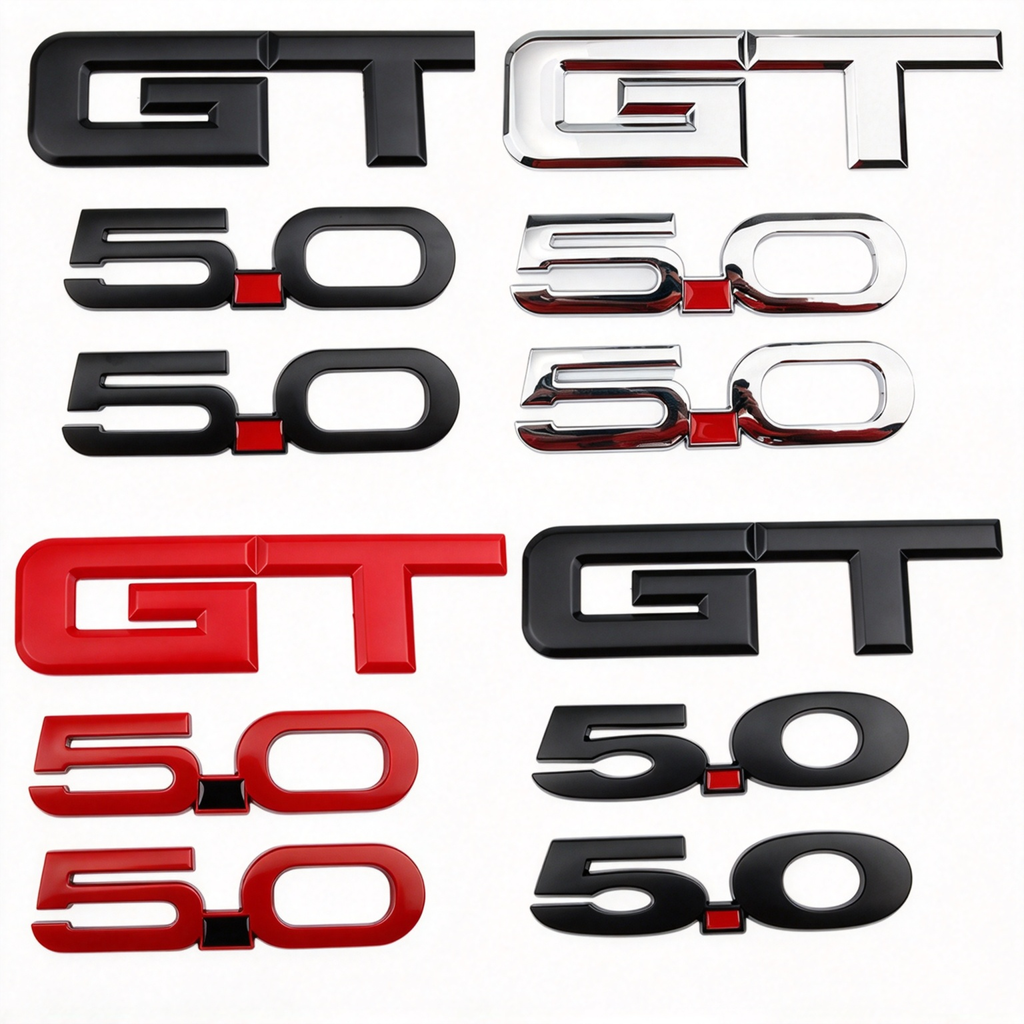 3Pcs 3D Metal GT 5.0 Emblem Badge