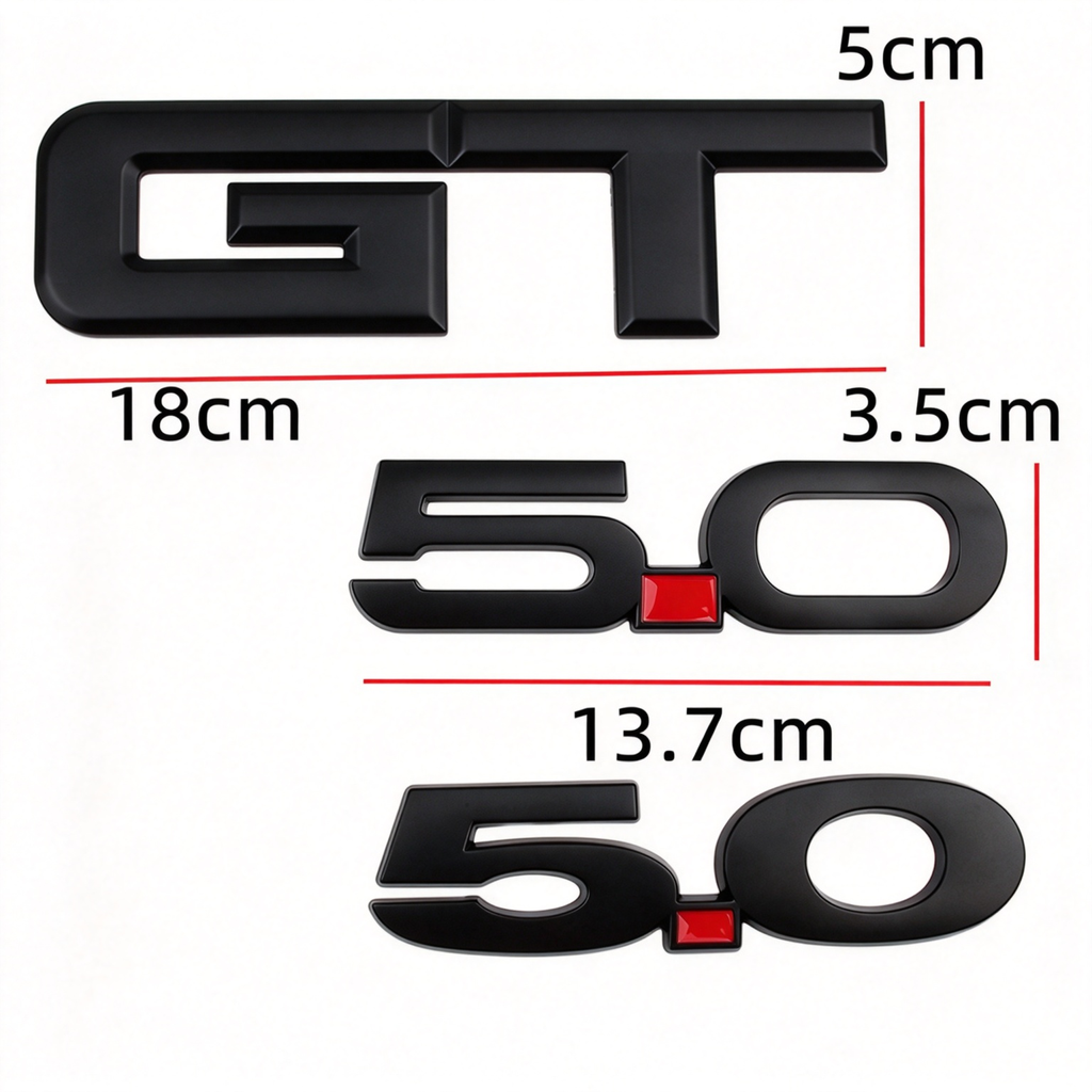 3Pcs 3D Metal GT 5.0 Emblem Badge