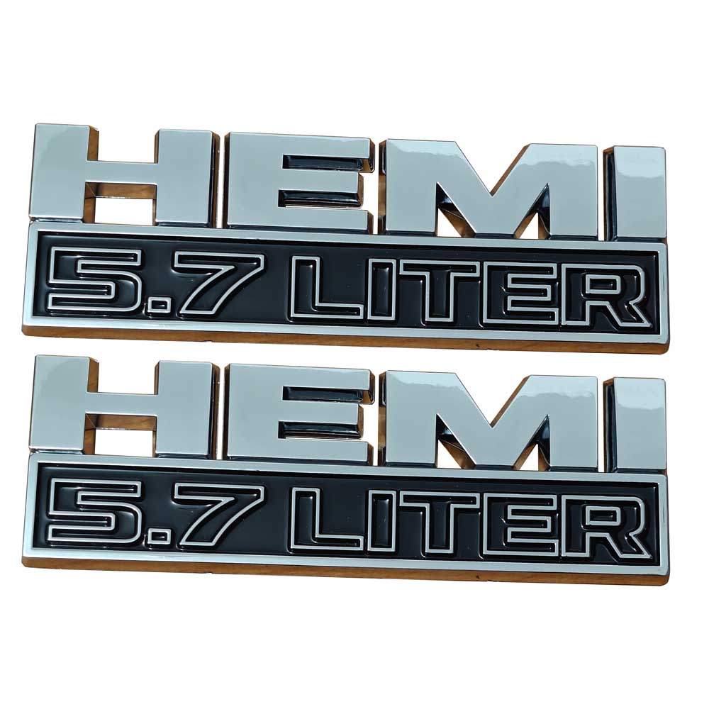 2Pcs 3D "HEMI 5.7 LITER" Rear Emblem Badge Set