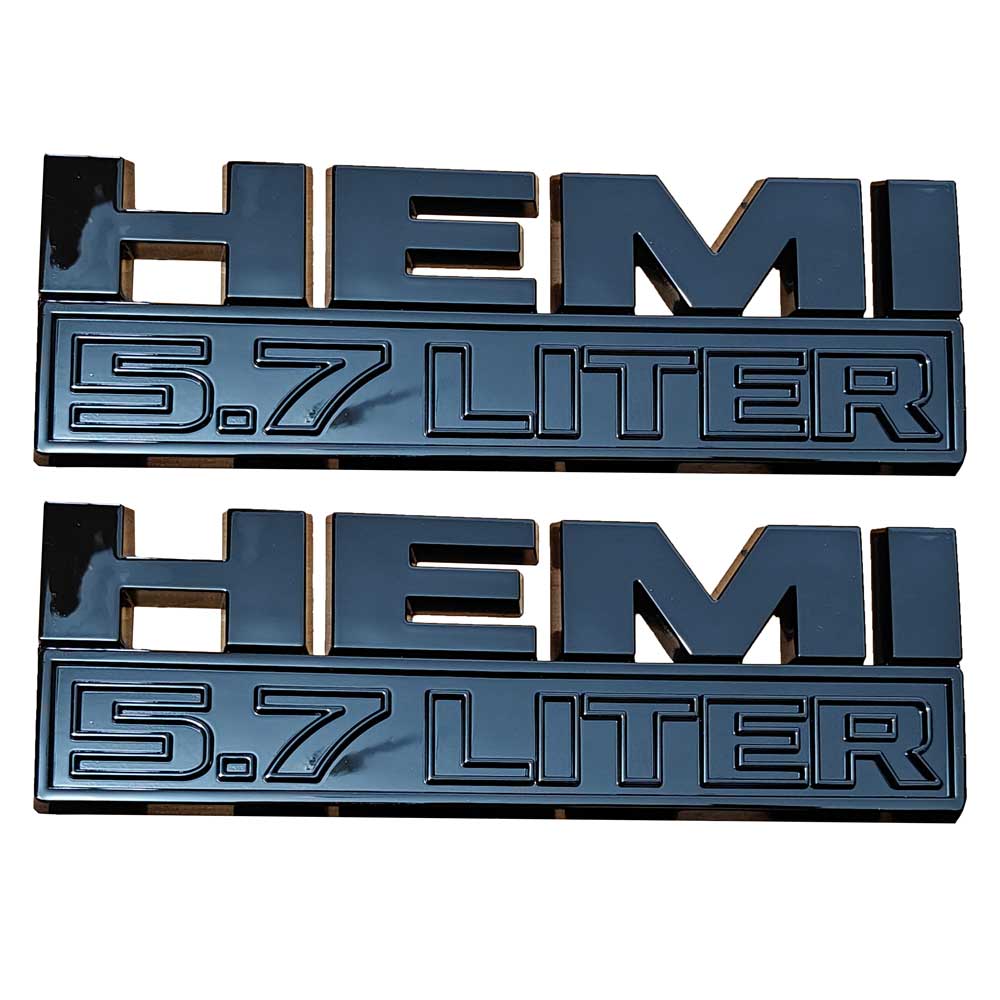 2Pcs 3D "HEMI 5.7 LITER" Rear Emblem Badge Set