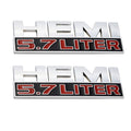 2Pcs 3D "HEMI 5.7 LITER" Rear Emblem Badge Set