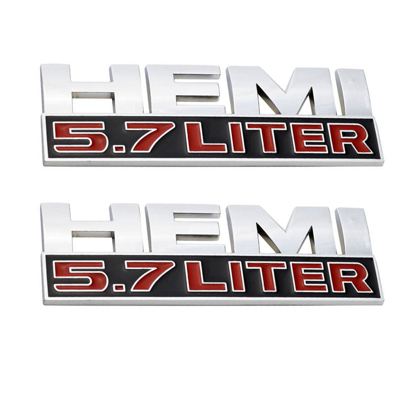 2Pcs 3D "HEMI 5.7 LITER" Rear Emblem Badge Set