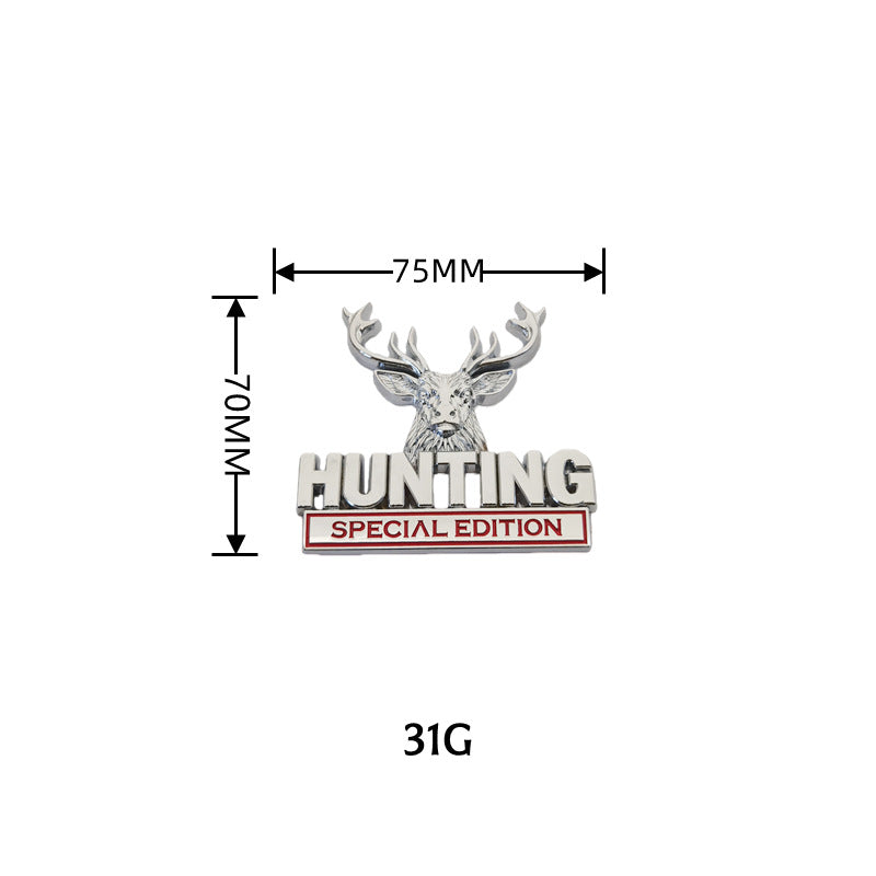 2Pcs 3D Metal HUNTING Deer Head Emblem