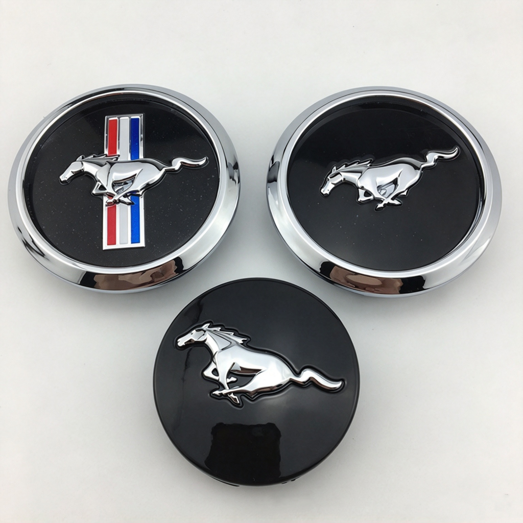 4Pcs Premium Electroplated Mustang Wheel Center Caps