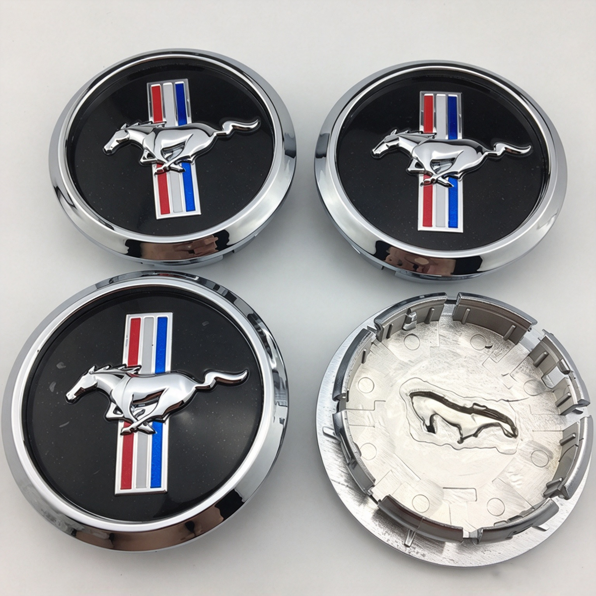 4Pcs Premium Electroplated Mustang Wheel Center Caps