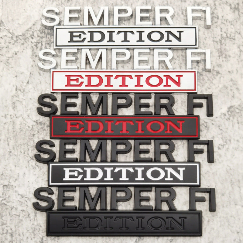 2Pcs 3D Metal SEMPER FI EDITION Car Emblem