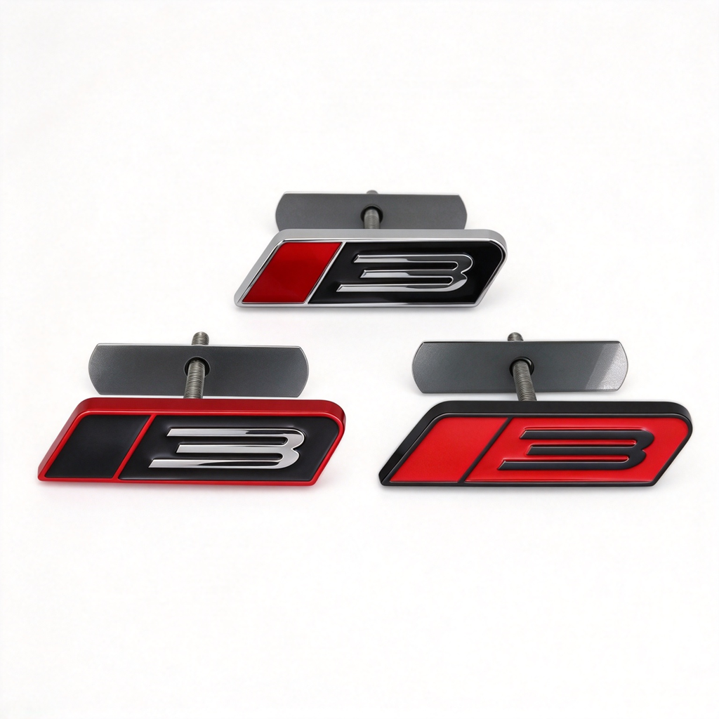1Pc 3D Metal "3" Front Grille Emblem Badge